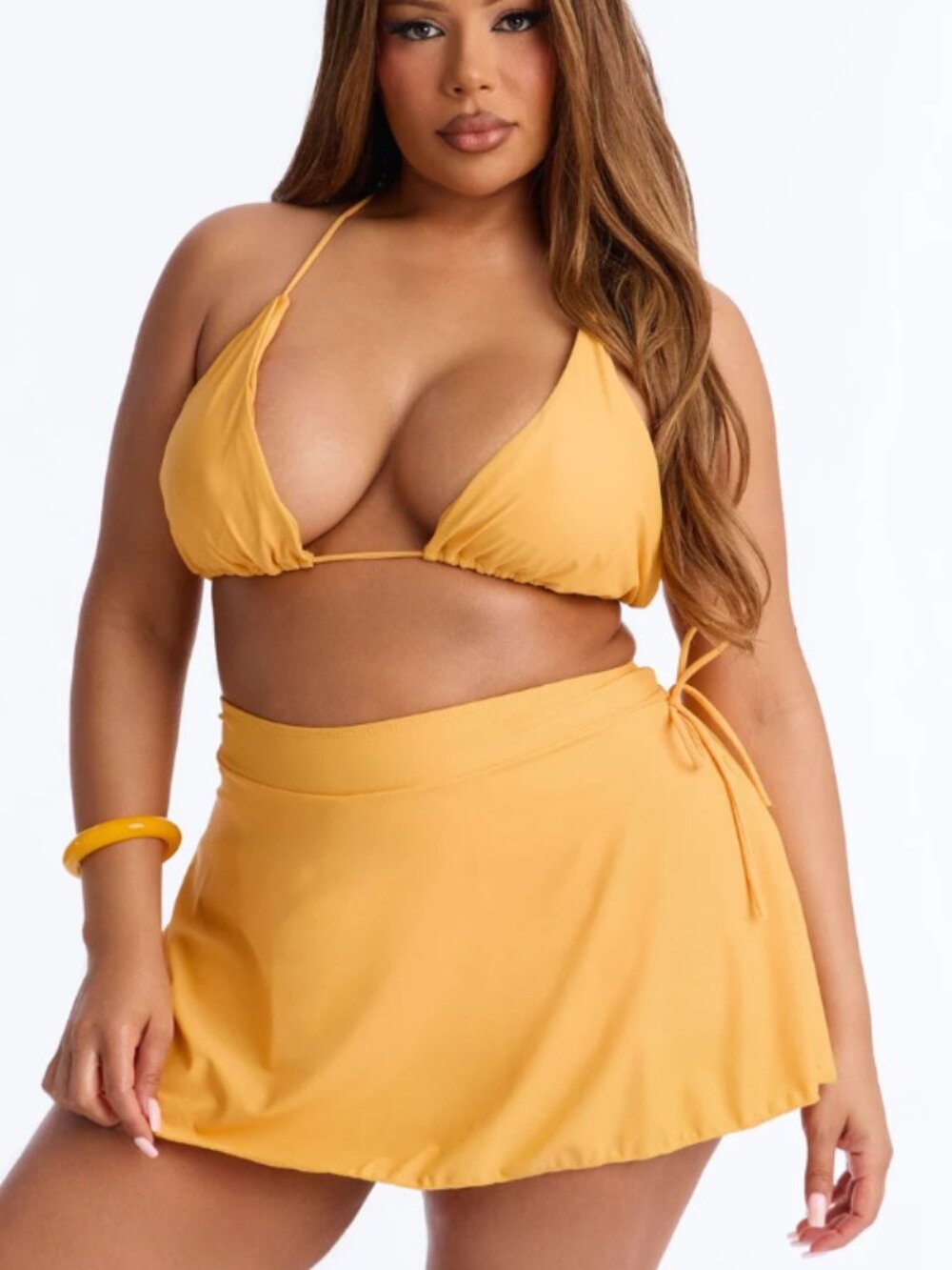 NWT Fashion Nova Size 2X Yellow Two Piece Bikini Skirt